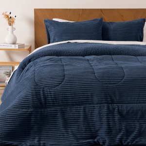 Plumón Corduroy Coral Sherpa King / Azul - Mashini