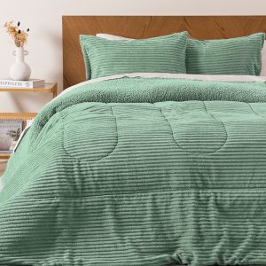 Plumón Corduroy Coral Sherpa 2 Plazas / Celeste - Mashini