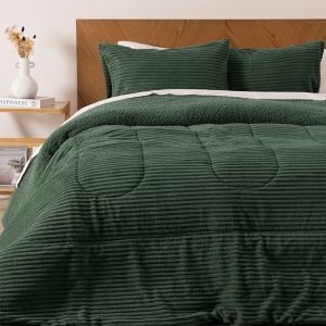 Plumón Corduroy Coral Sherpa 2 Plazas / Verde - Mashini