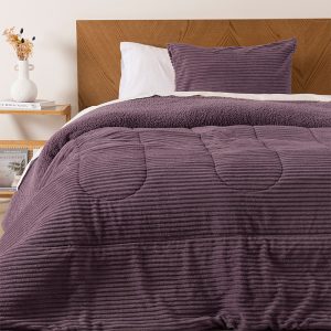 Plumón Corduroy Coral Sherpa 1.5 Plazas / Morado - Mashini