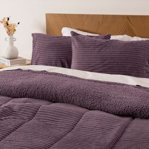 Plumón Corduroy Coral Sherpa 2 Plazas / Morado - Mashini