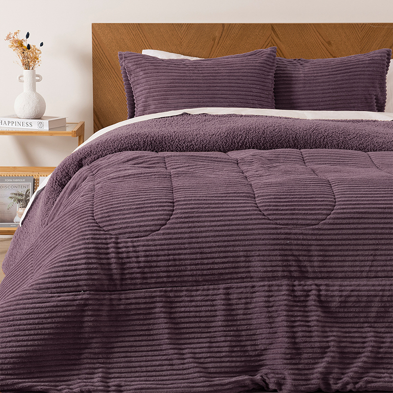 Plumón Corduroy Coral Sherpa Super King / Morado - Mashini