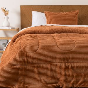 Plumón Corduroy Coral Sherpa 1.5 Plazas / Terra - Mashini