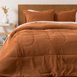 Plumón Corduroy Coral Sherpa 2 Plazas / Terra - Mashini