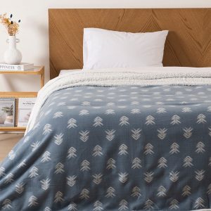 Frazada Polar Sherpa Estampada 1.5 Plazas / Azul - Mashini