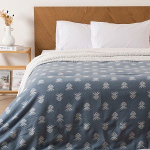 Frazada Polar Sherpa Estampada King / Azul - Mashini