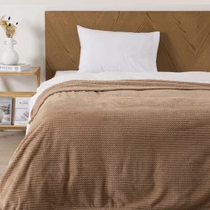 Frazada Aura Flannel Fleece 1.5 Plazas / Moka - Mashini