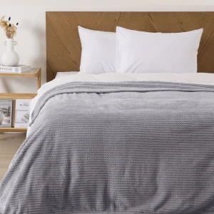Frazada Aura Flannel Fleece King / Gris - Mashini