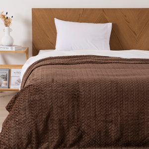 Frazada Nevada Flannel Jqd 1.5 Plazas / Café - Mashini