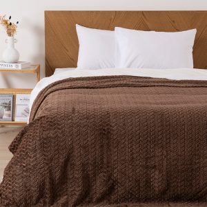 Frazada Nevada Flannel Jqd King / Café - Mashini