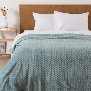 Frazada Nevada Flannel Jqd King / Celeste - Mashini