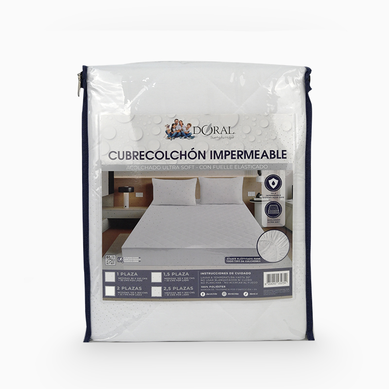 Cubre Colchón Acolchado 100% Impermeable 1.5 Plaza - Doral - Imagen 3