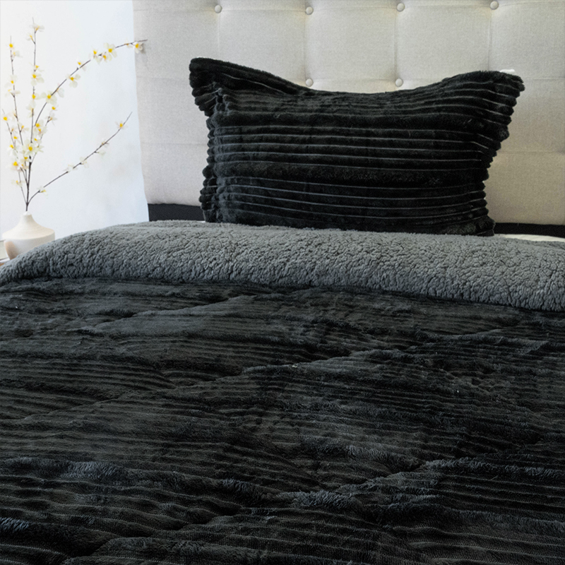 Cubrecama Cotelonni Sherpa 1.5 Plazas / Negro - Doral - Imagen 3