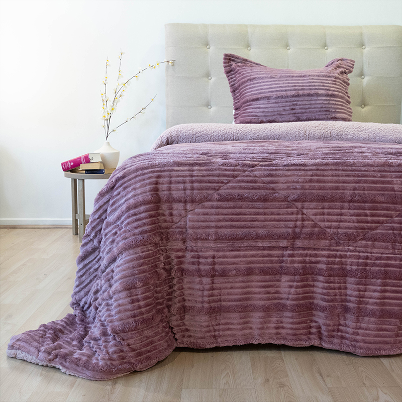 Cubrecama Cotelonni Sherpa 1.5 Plazas / Rosa Viejo - Doral