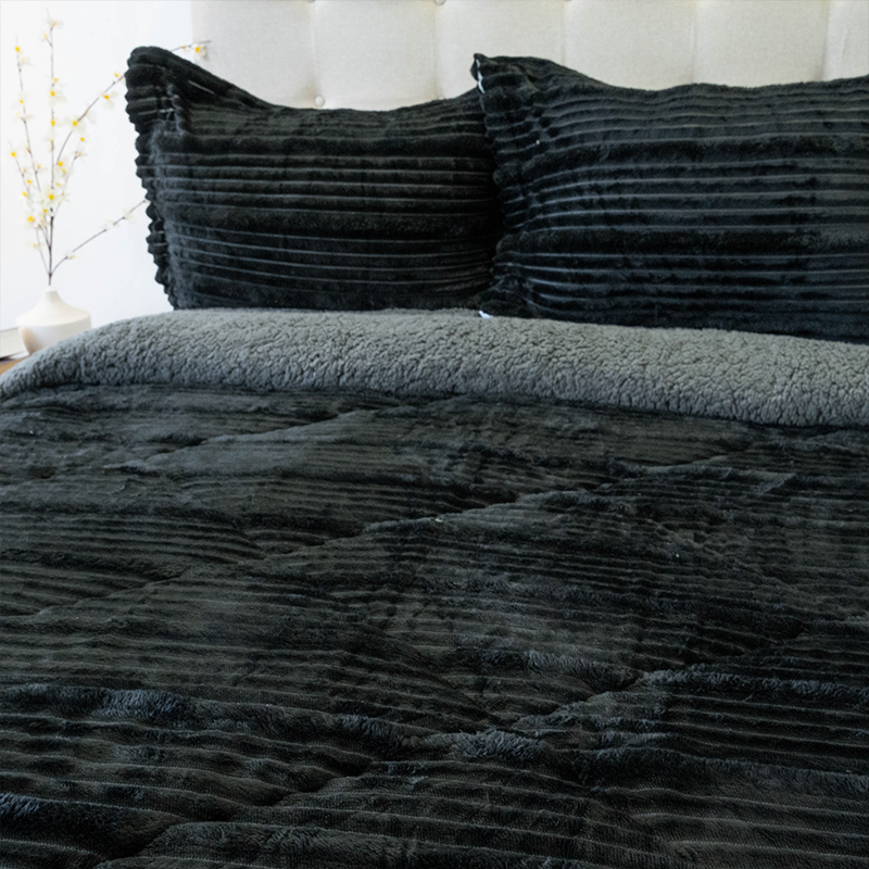 Cubrecama Cotelonni Sherpa 2.5 Plazas / Negro - Doral - Imagen 3