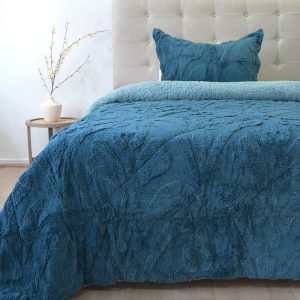 Cubrecama Sherpa Jacquard Deluxe 1.5 Plazas / Azul - Doral