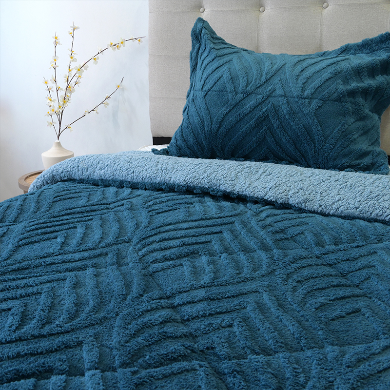 Cubrecama Sherpa Jacquard Deluxe 1.5 Plazas / Azul - Doral - Imagen 6