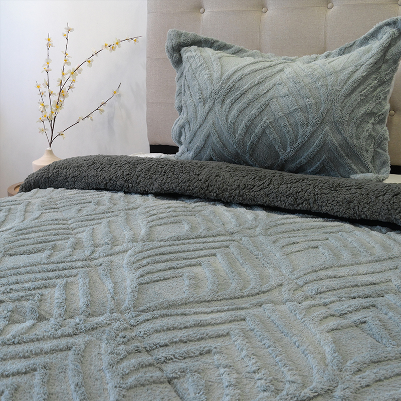 Cubrecama Sherpa Jacquard Deluxe 1.5 Plazas / Gris - Doral - Imagen 6