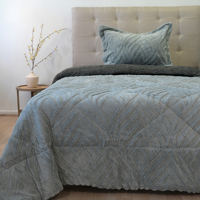 Cubrecama Sherpa Jacquard Deluxe 1.5 Plazas / Gris - Doral - Imagen 4