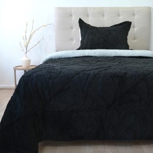 Cubrecama Sherpa Jacquard Deluxe 1.5 Plazas / Negro - Doral