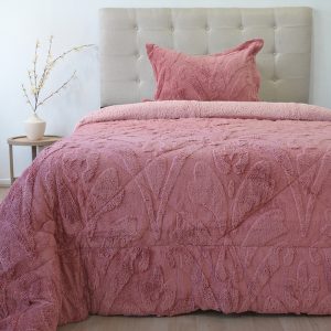 Cubrecama Sherpa Jacquard Deluxe 1.5 Plazas / Rosa Viejo - Doral