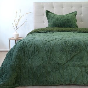 Cubrecama Sherpa Jacquard Deluxe 1.5 Plazas / Verde - Doral