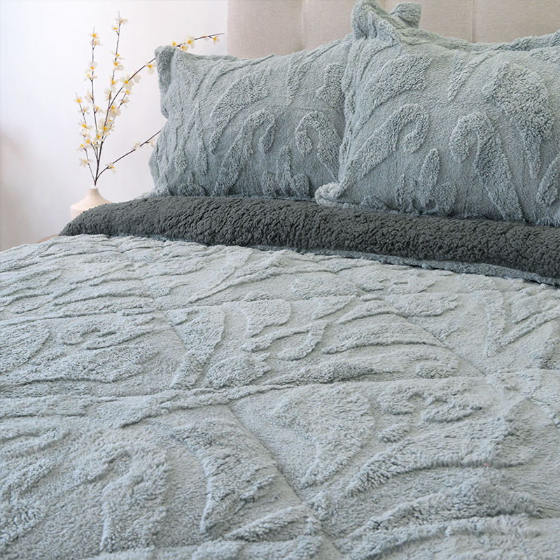Cubrecama Sherpa Jacquard Deluxe 2 Plazas / Gris - Doral - Imagen 3
