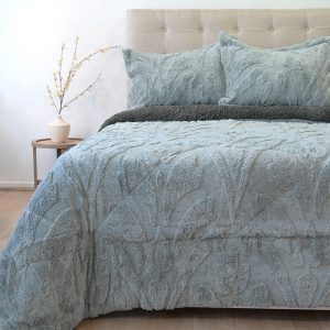Cubrecama Sherpa Jacquard Deluxe 2 Plazas / Gris - Doral