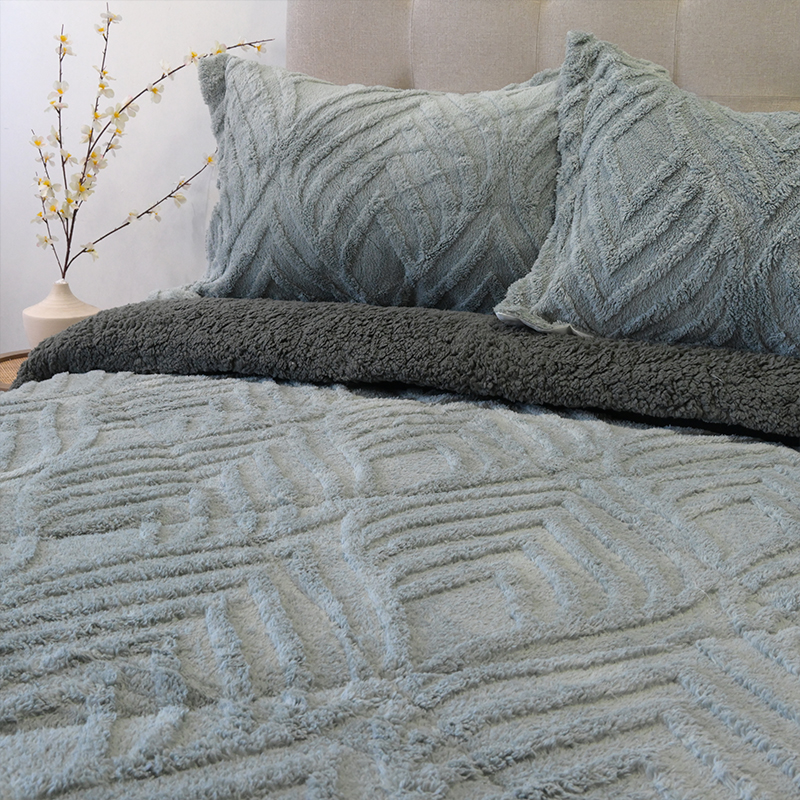 Cubrecama Sherpa Jacquard Deluxe 2 Plazas / Gris - Doral - Imagen 6