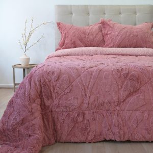 Cubrecama Sherpa Jacquard Deluxe 2 Plazas / Rosa Viejo - Doral