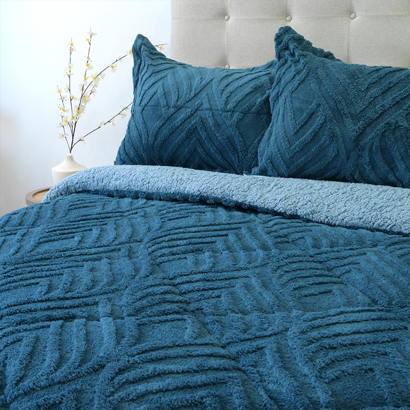 Cubrecama Sherpa Jacquard Deluxe 2.5 Plazas / Azul - Doral - Imagen 6