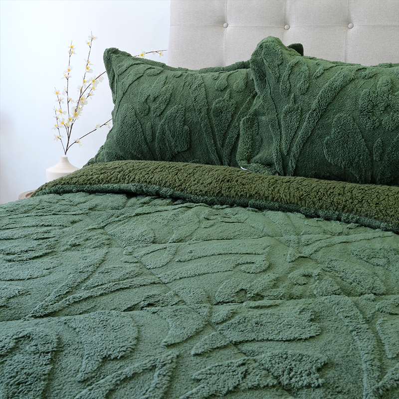 Cubrecama Sherpa Jacquard Deluxe 2.5 Plazas / Verde - Doral - Imagen 3