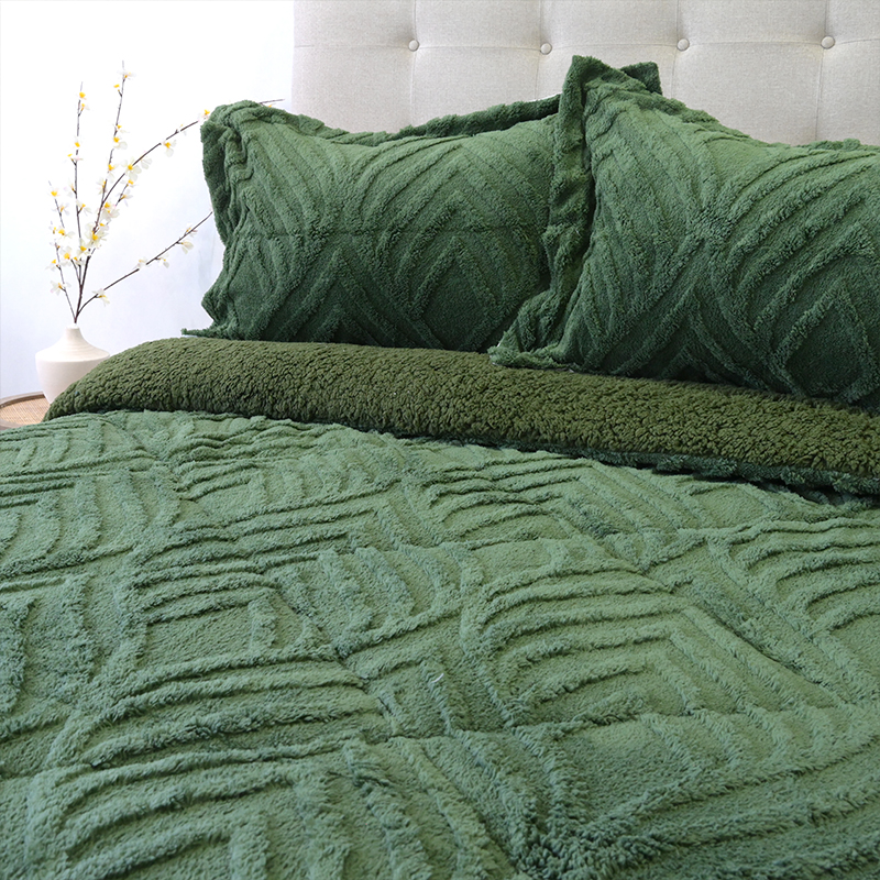 Cubrecama Sherpa Jacquard Deluxe 2.5 Plazas / Verde - Doral - Imagen 6