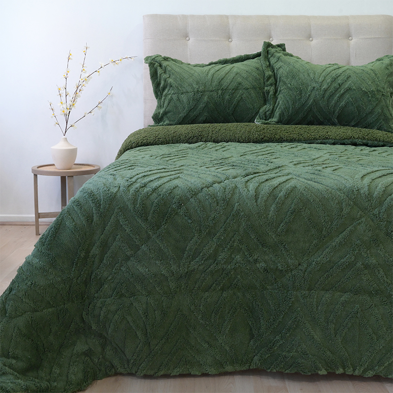 Cubrecama Sherpa Jacquard Deluxe 2.5 Plazas / Verde - Doral - Imagen 4