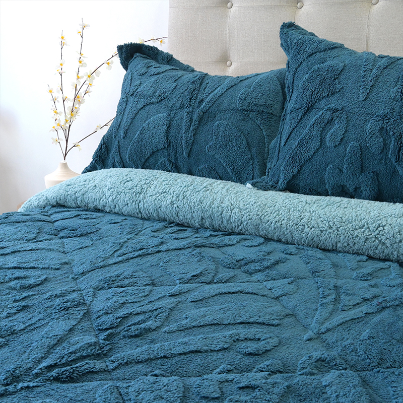 Cubrecama Sherpa Jacquard Deluxe 3 Plazas / Azul - Doral - Imagen 3