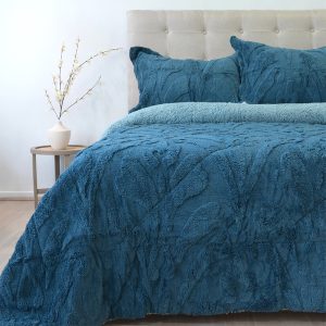 Cubrecama Sherpa Jacquard Deluxe 3 Plazas / Azul - Doral