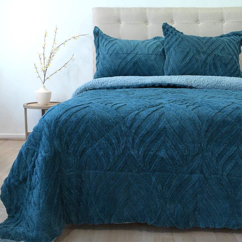 Cubrecama Sherpa Jacquard Deluxe 3 Plazas / Azul - Doral - Imagen 4