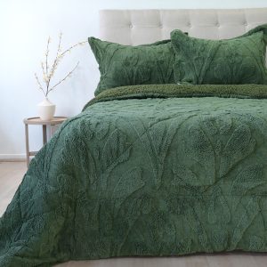 Cubrecama Sherpa Jacquard Deluxe 3 Plazas / Verde - Doral
