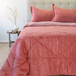 Cubrecama Outboss Deluxe Sherpa 3  Plazas / Coral - Doral