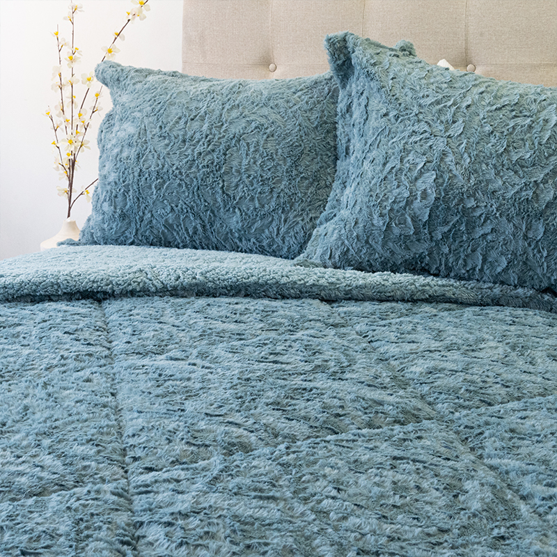 Cubrecama Plush Deluxe Sherpa 2 Plazas / Celeste - Doral - Imagen 3