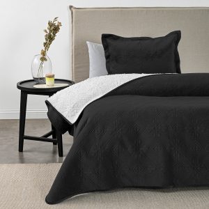 Quilt Velvet con Sherpa 1.5 Plazas / Grafito - American Family