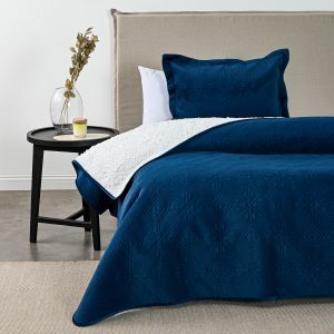 Quilt Velvet con Sherpa 1.5 Plazas / Petróleo - American Family