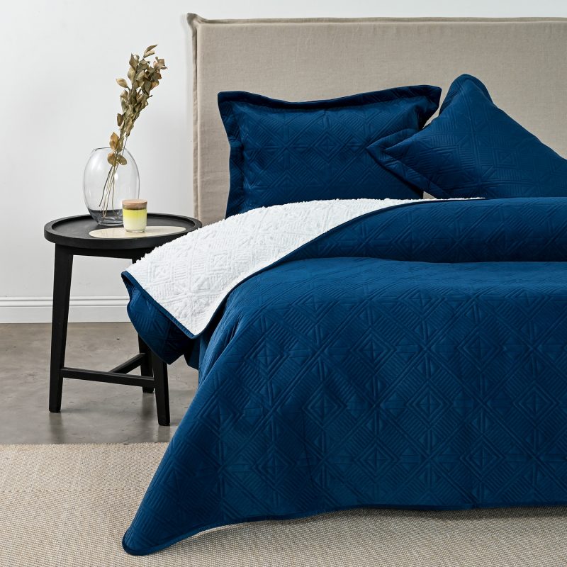 Quilt Velvet con Sherpa 2 Plazas / Petróleo - American Family