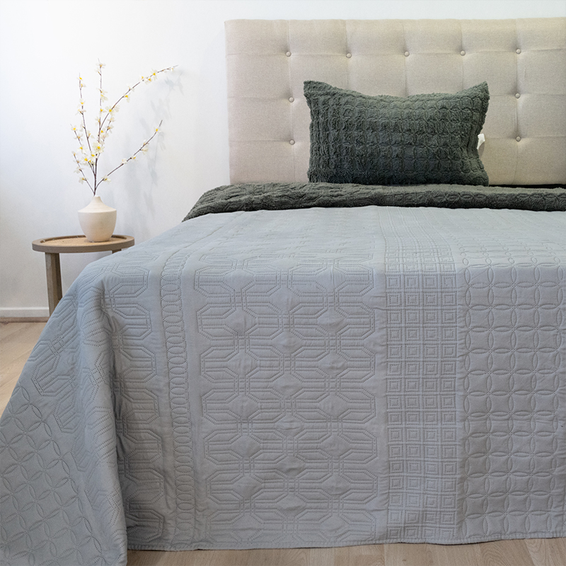 Quilt Hotpress Viena Con Sherpa 1.5 Plazas / Gris - Doral