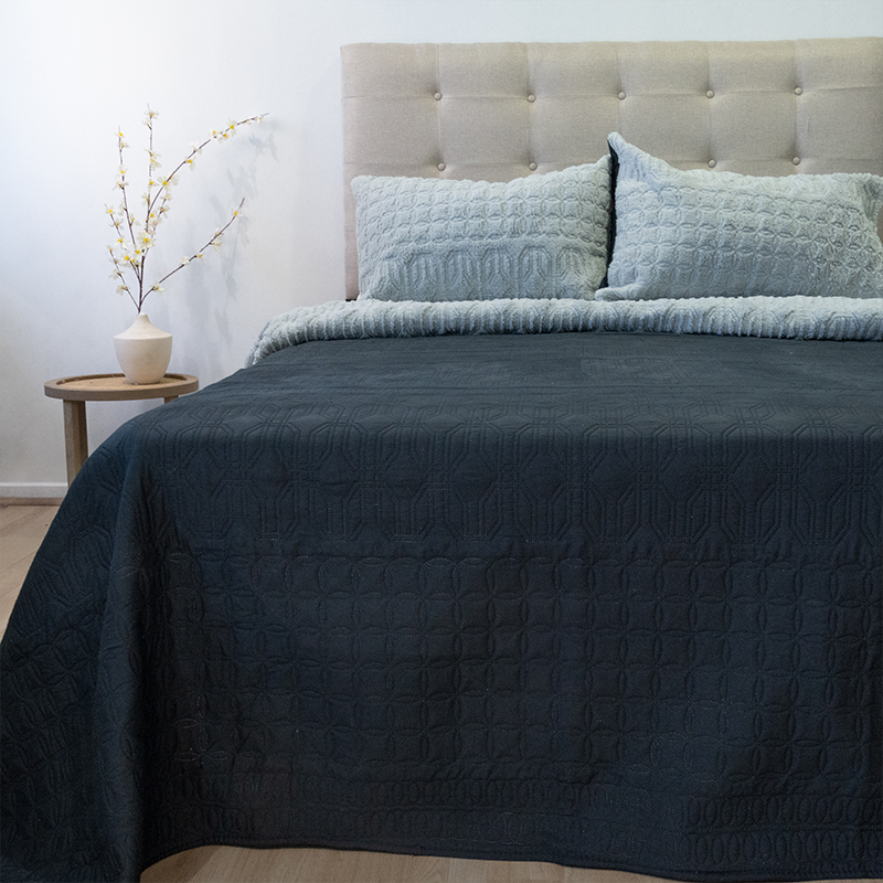 Quilt Hotpress Viena Con Sherpa 2 Plazas / Negro - Doral