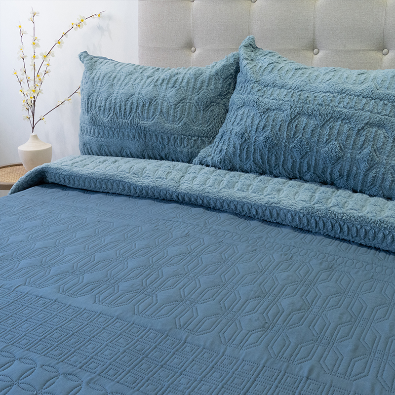 Quilt Hotpress Viena Con Sherpa 2.5 Plazas / Azul - Doral - Imagen 3