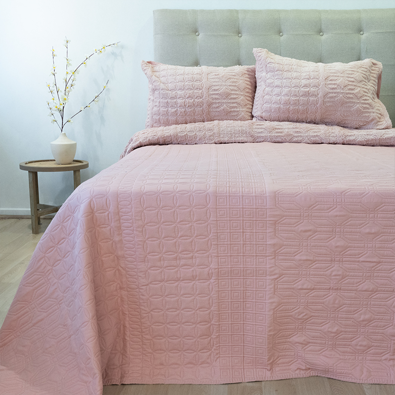 Quilt Hotpress Viena Con Sherpa 2.5 Plazas / Rosa Viejo - Doral