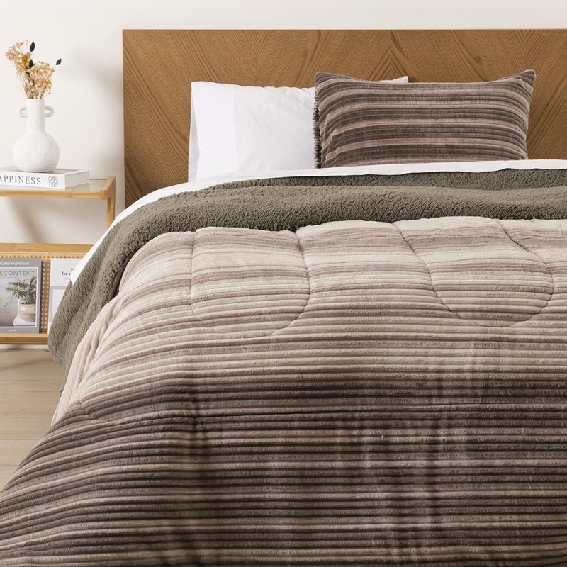 Plumón Corduroy Sherpa 1.5 Plazas / Líneas Visón - Mashini