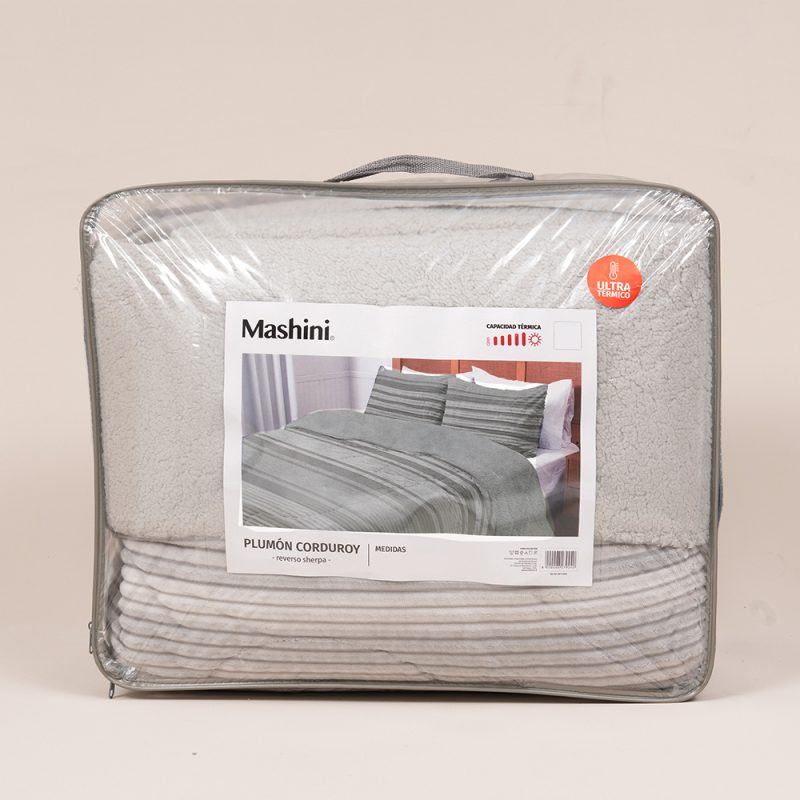 Plumón Corduroy Sherpa 1.5 Plazas / Líneas Gris - Mashini - Imagen 3