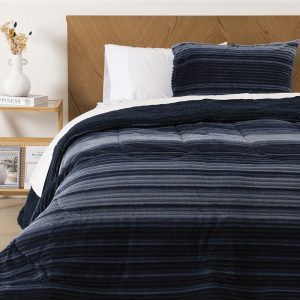 Plumón Corduroy Sherpa 1.5 Plazas / Líneas Azul - Mashini